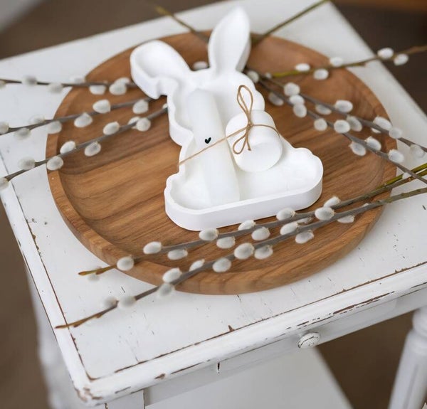 Raysin Hasen Tablet Set mit Kerzen Halter und Kerze.