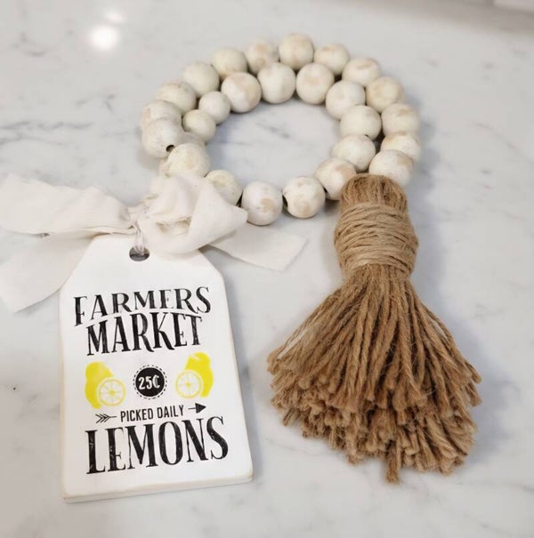 Zitronen Thema Holzperlen Girlande.