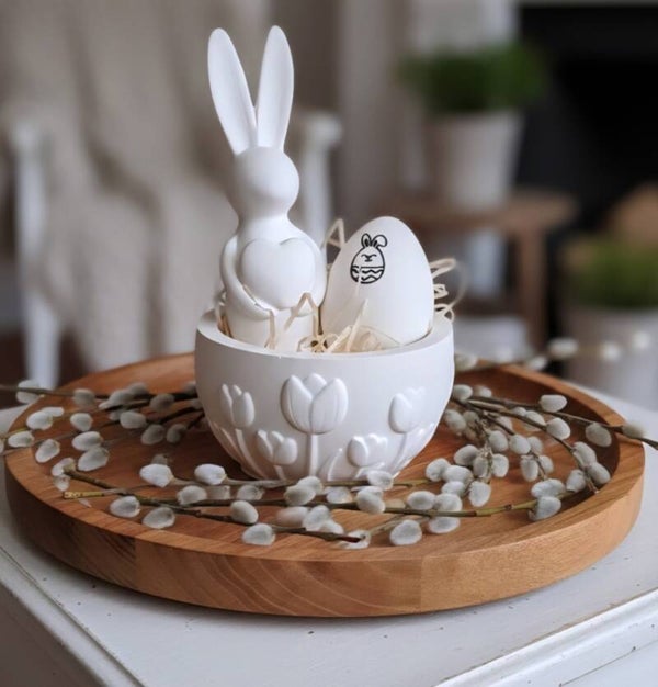 Osterdekoration, Dekoration Arrangement Oster Hase.