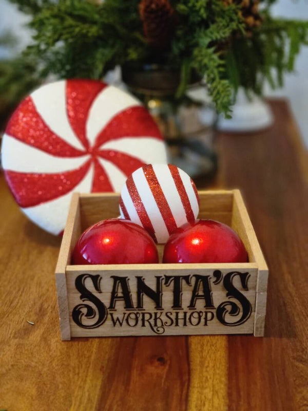 ​„Santa’s Workshop“ – Handgefertigte Birkenholz-Kiste im rustikalen Vintage-Look