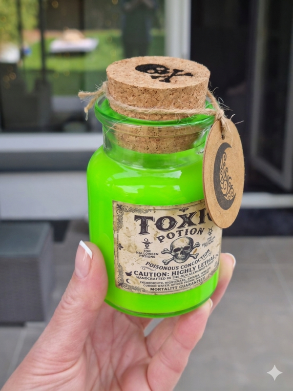 ​Deko Giftflasche „Toxic Potion“ 150ml – Mystische Apothekerflasche mit Korken