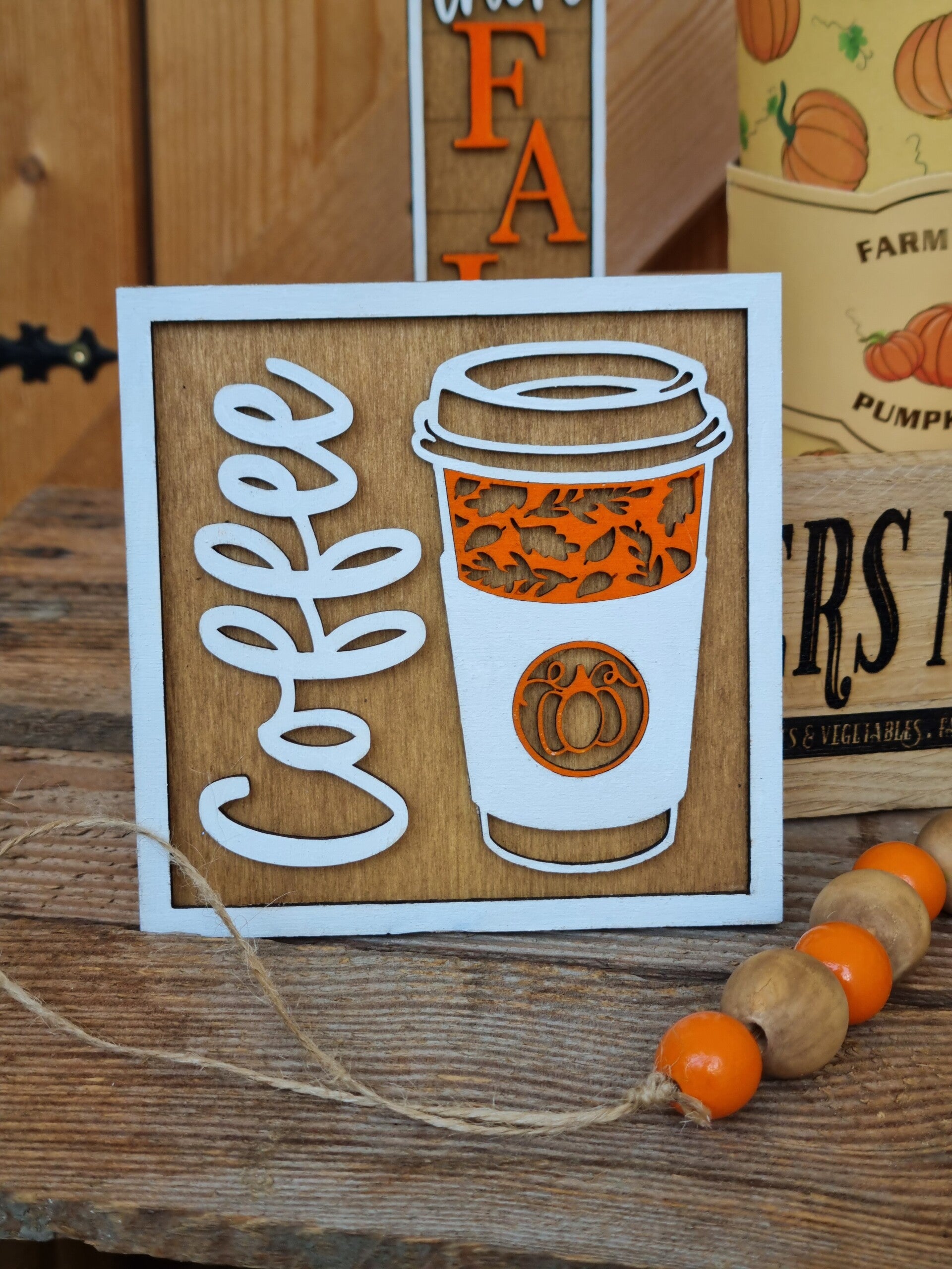 3D Holzschild, Pumpkin spice Latte