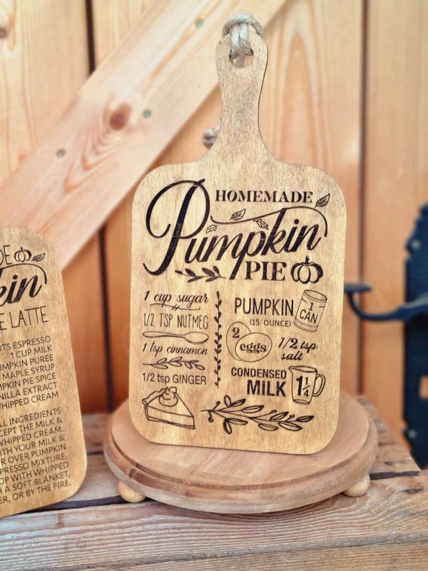 Holz Schneidebrett Dekoration Pumpkin pie