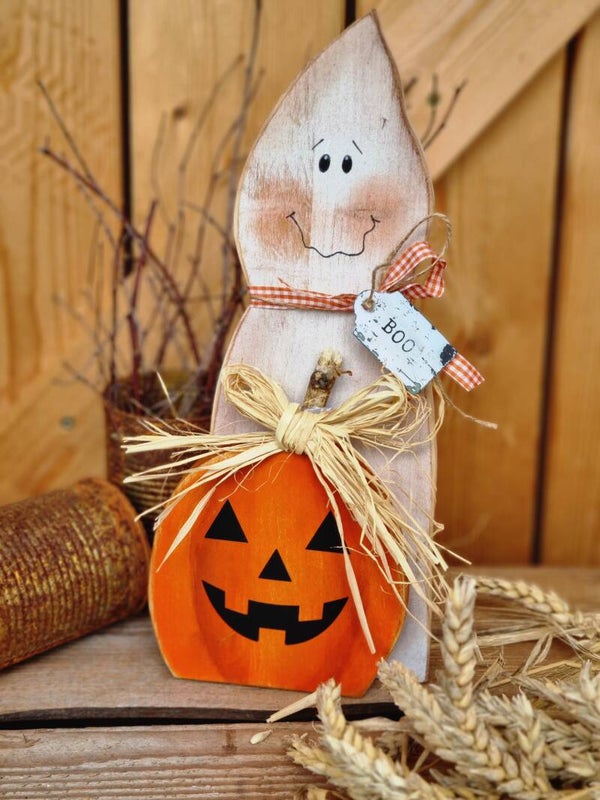 Vintage, Rustikal, Halloween Herbst Dekoration aus Holz