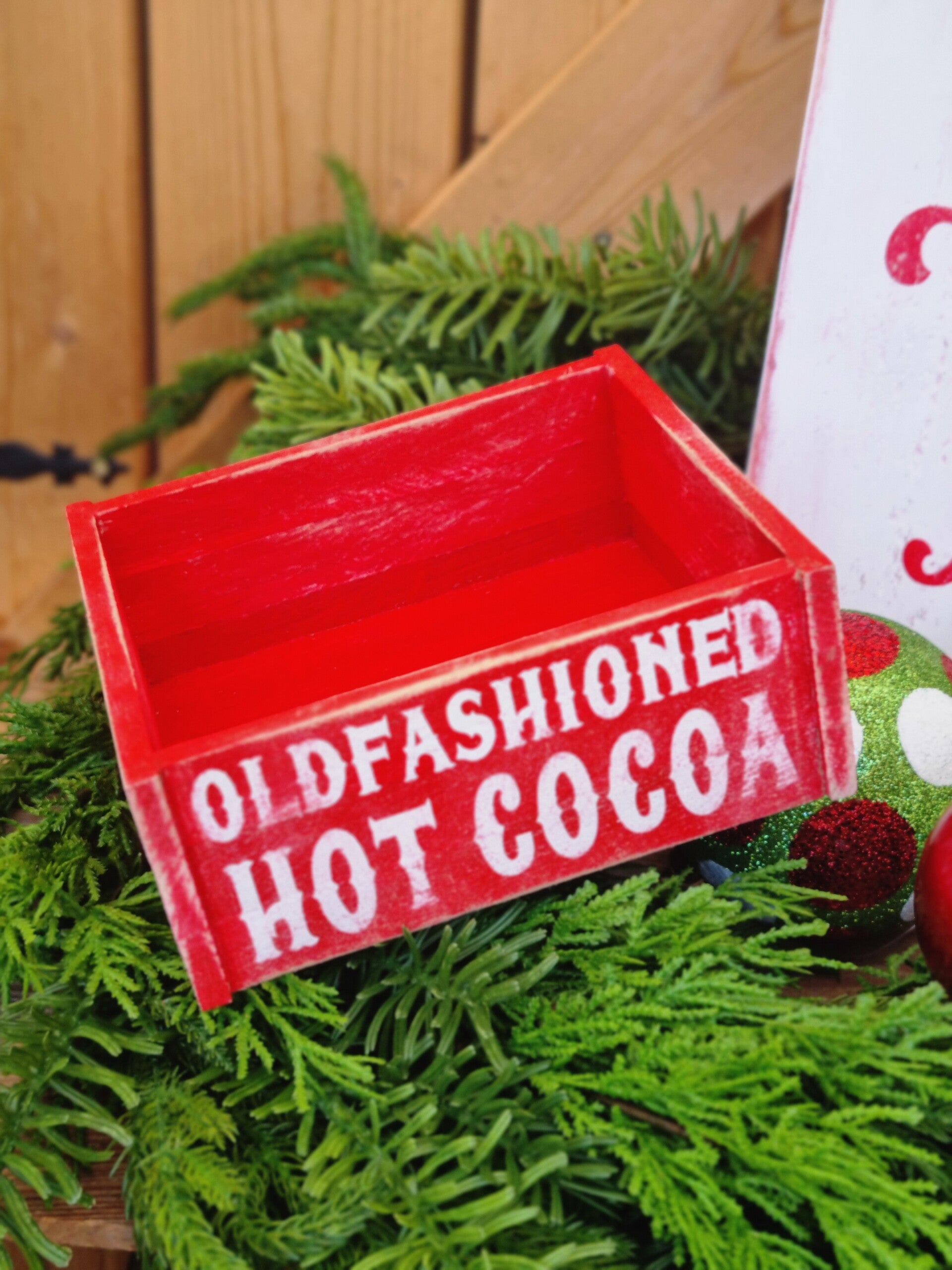 Rustikale Holzkiste Hot cocoa