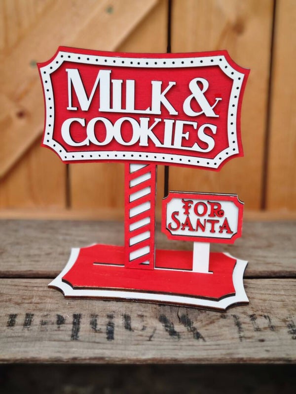 Weihnachts Holz Schild Milk and cookies for Santa.