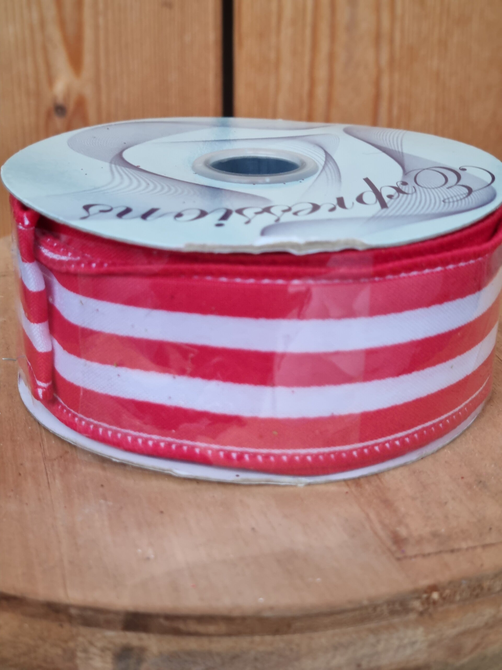 Red white stripe Schleifenband