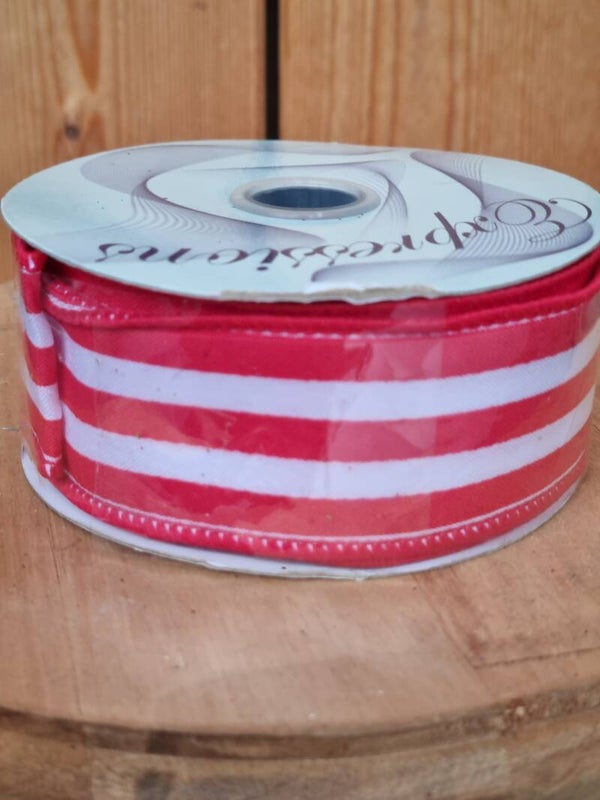 Red white stripe Schleifenband