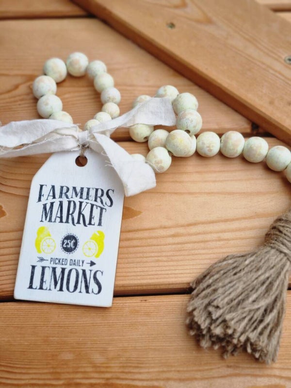 Farmhaus Stil Lemon Themen Holzperlen Girlande