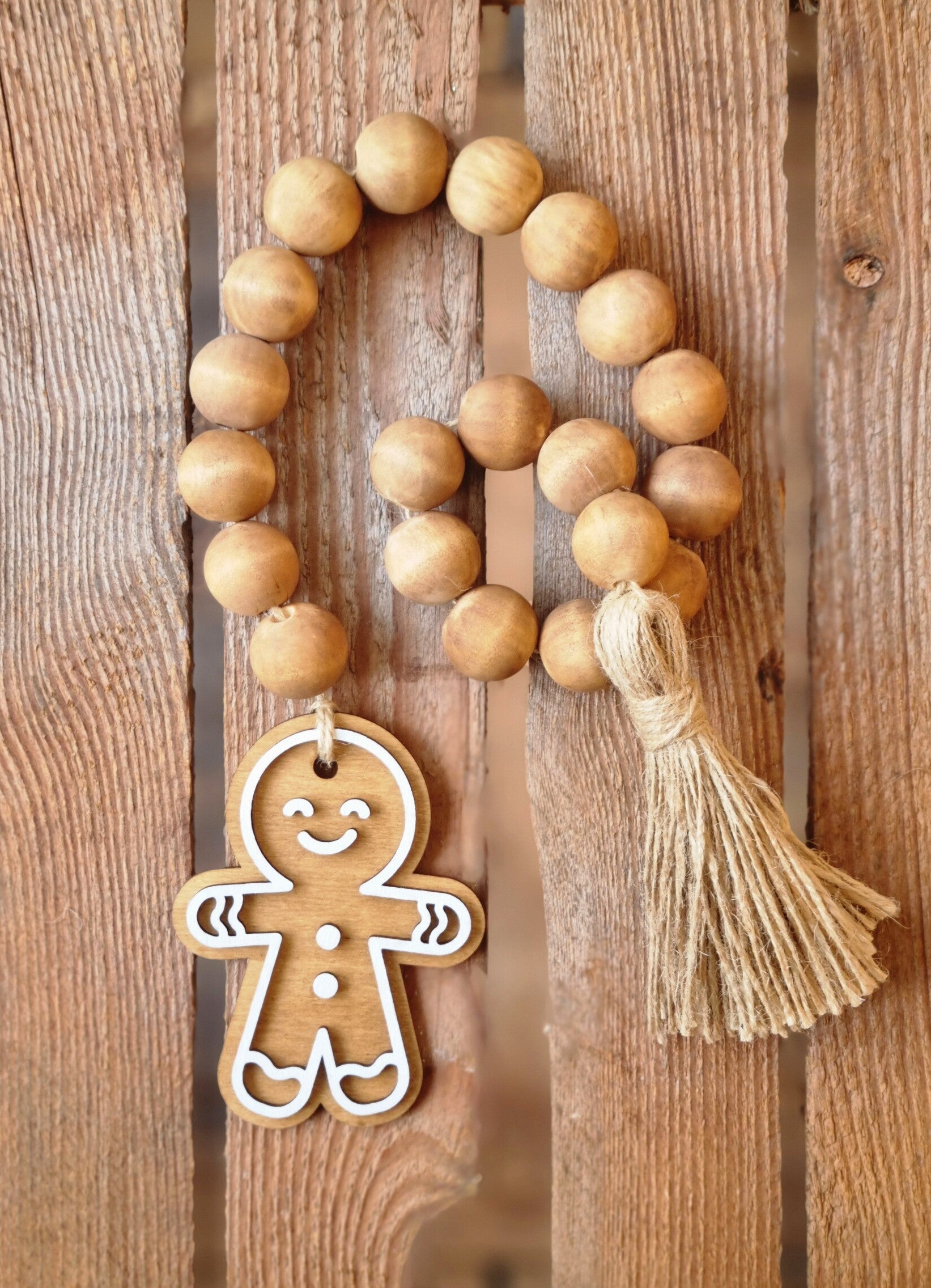 Holzperlen Girlande Lebkuchenmännchenn
