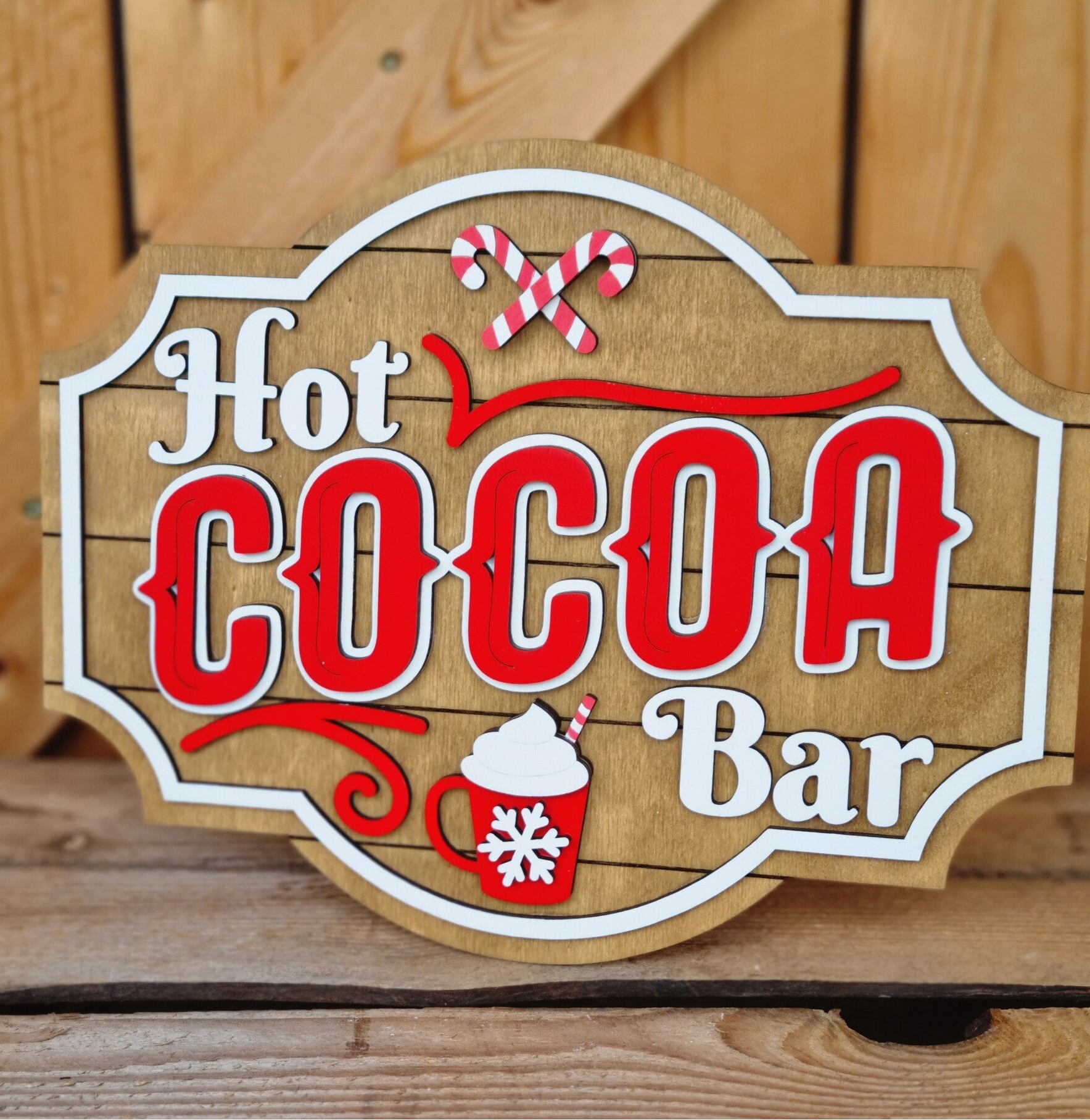 Weihnachts Holz Schild Hot cocoa