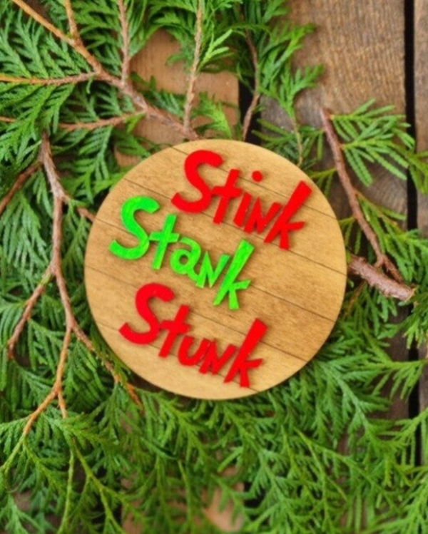 Grinch 3D Holzschild rund