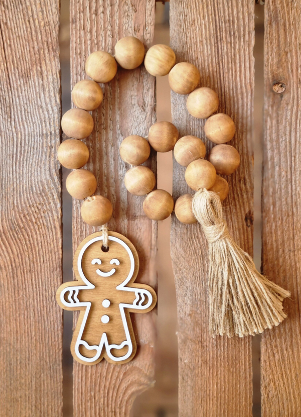 Holzperlen Girlande Lebkuchenmännchenn