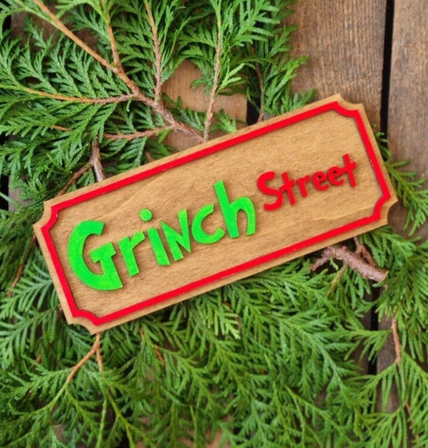 Grinch Street 3D Holzschild