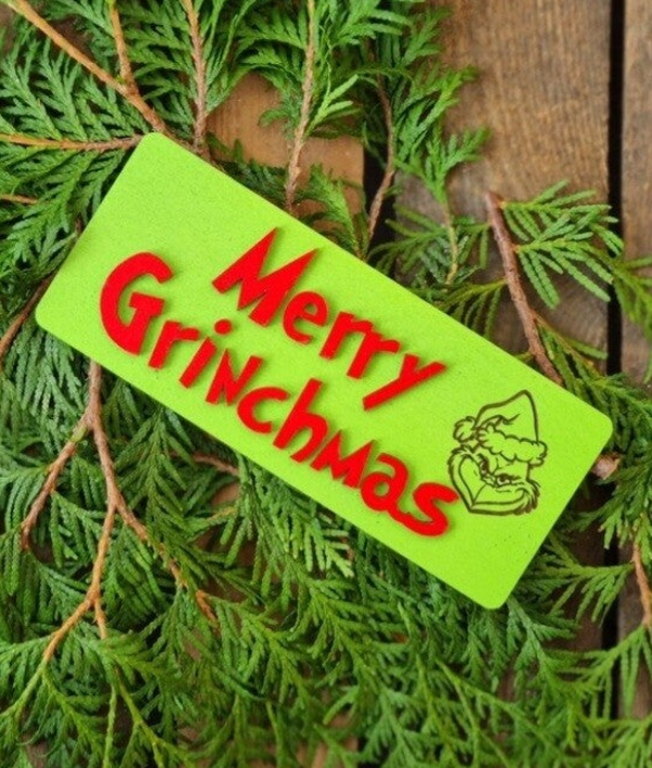 Grinch 3D Holzschild