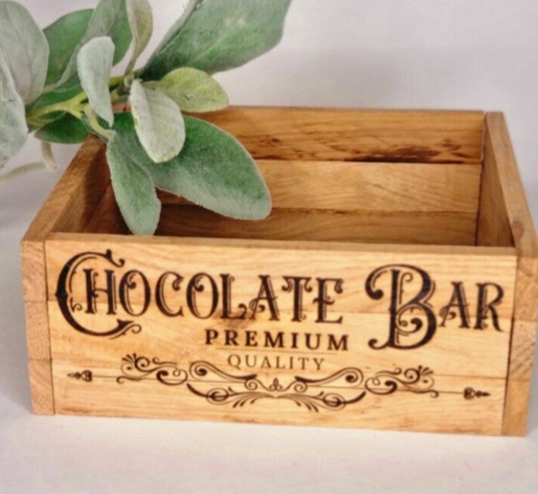 Farmhaus Holzkiste Chocolate bar