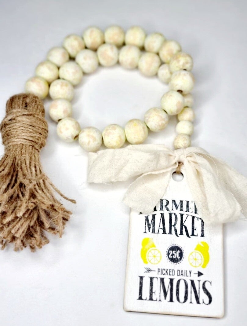 Holzperlen Girlande Lemon Distressed