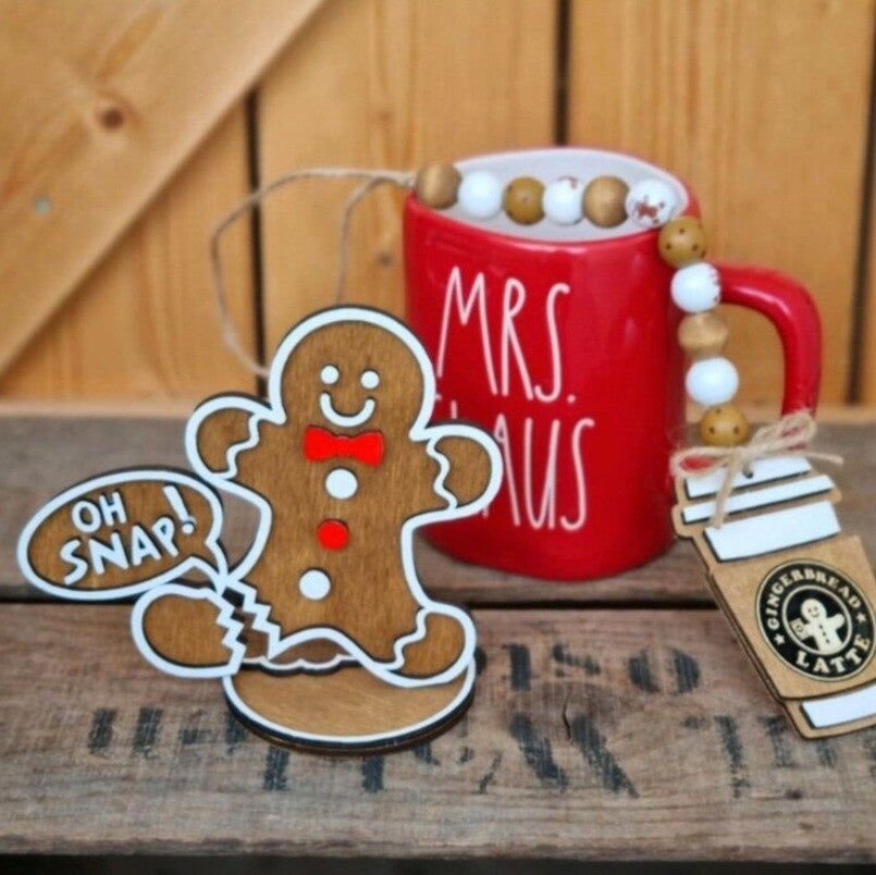 Lebkuchenmännchen 3D Holzschild mit Halter