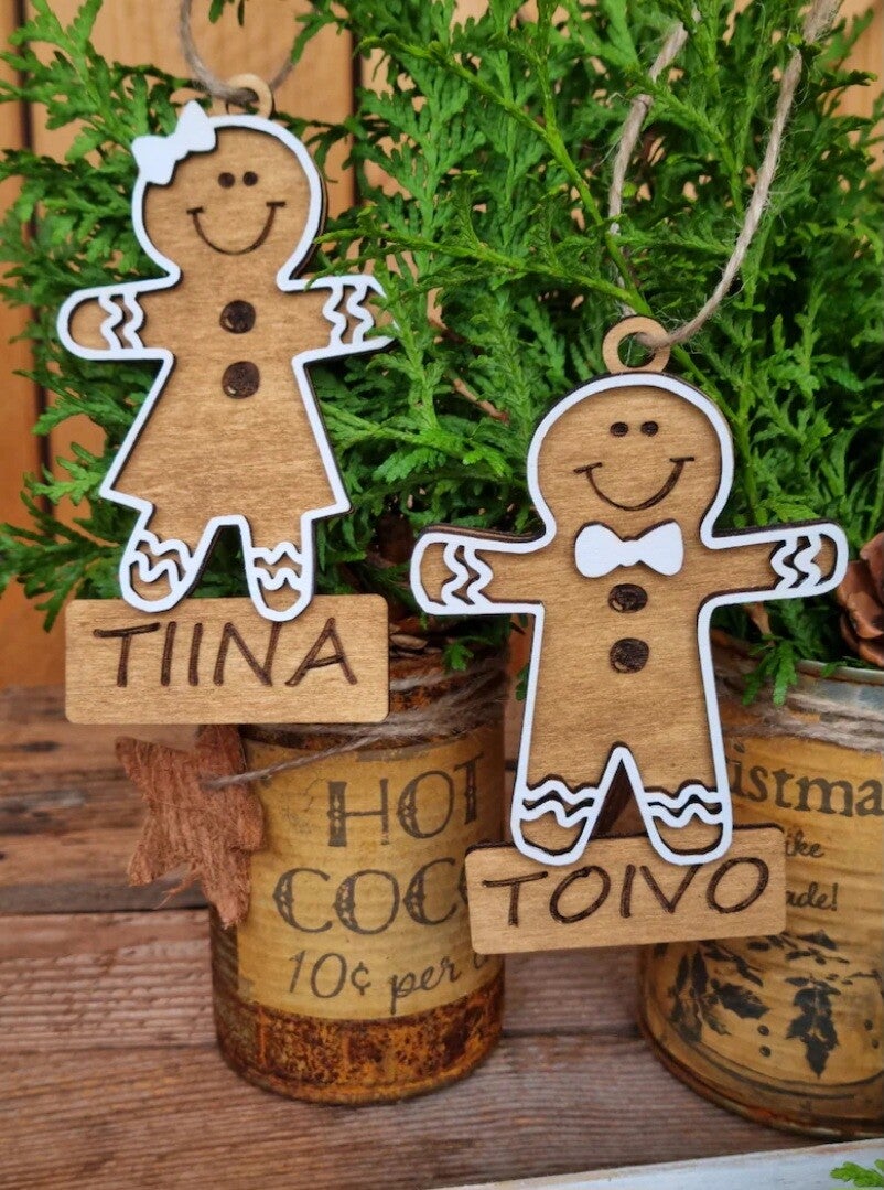 Vintage Holzornamente Lebkuchenmännchen.