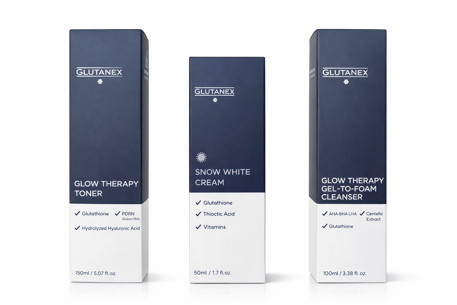 Glutanex Snow White Cream, Toner and Cleanser Bundle