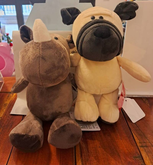 Peluche Rinoceronte & Cagnolino 23cm