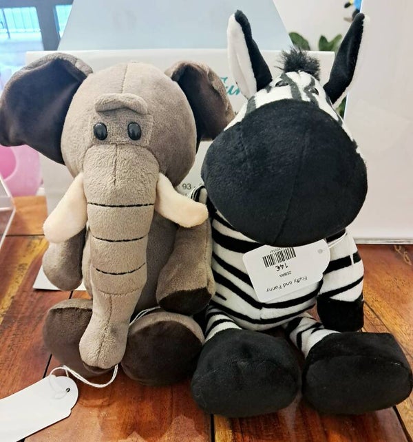 Peluche Elefante & Zebra 23cm