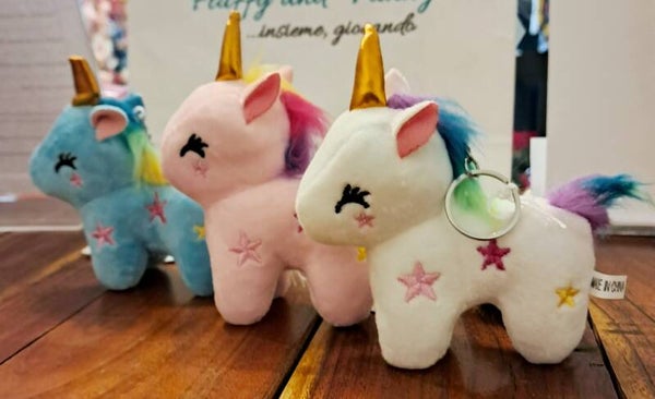Peluche portachiavi mini unicorno 10cm