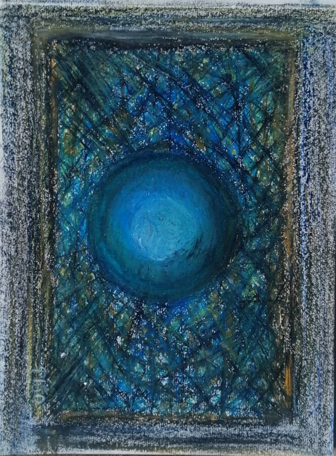 Met mijn ogen dicht, 2022 - tekening, soft pastel op papier, 27,5x21 cm