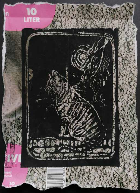 Shit! - monoprint op verpakkingsmateriaal 2021 (verkocht)