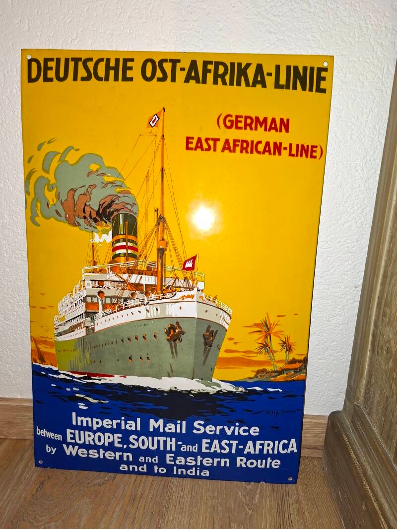 Plaque émaillée de la Deutsche Ost-Afrika LIne