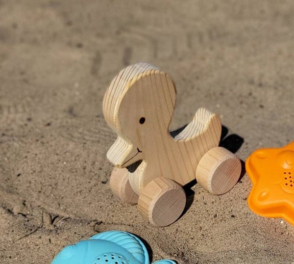 Holzente oder Holzhase mit Rädern – naturbelassenes Holzspielzeug für Babys & Kleinkinder