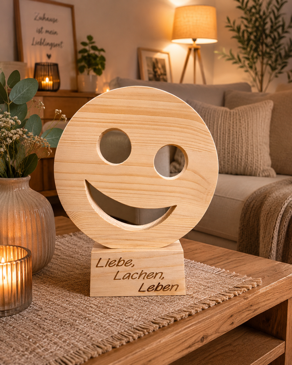 Holz Smiley mit Wunschgravur