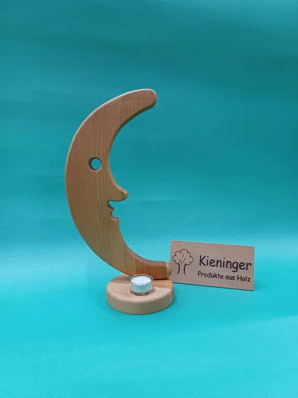 Holzmond mit Teelicht aus Erlenholz – handgefertigte Deko auf Sockel