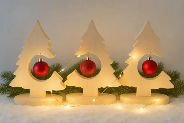 Holzweihnachtsbaum mit Kugel