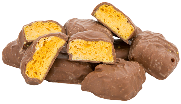 Milk Choc cov. Cinder Toffee (Honeycomb) small pieces
