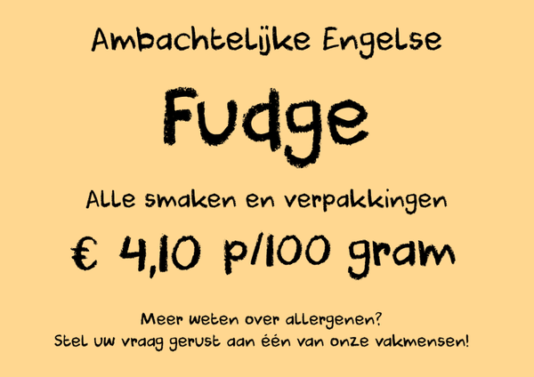 Prijskaart € 4,10 p/100 gram