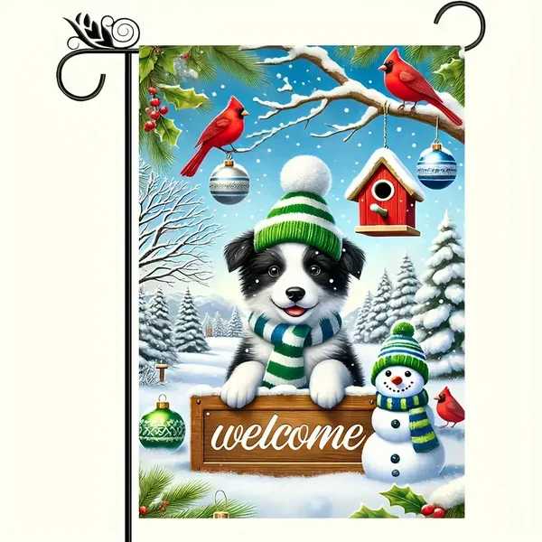 Christmas Welcome Garden Flag - Double-Sided Polyester Yard Banner