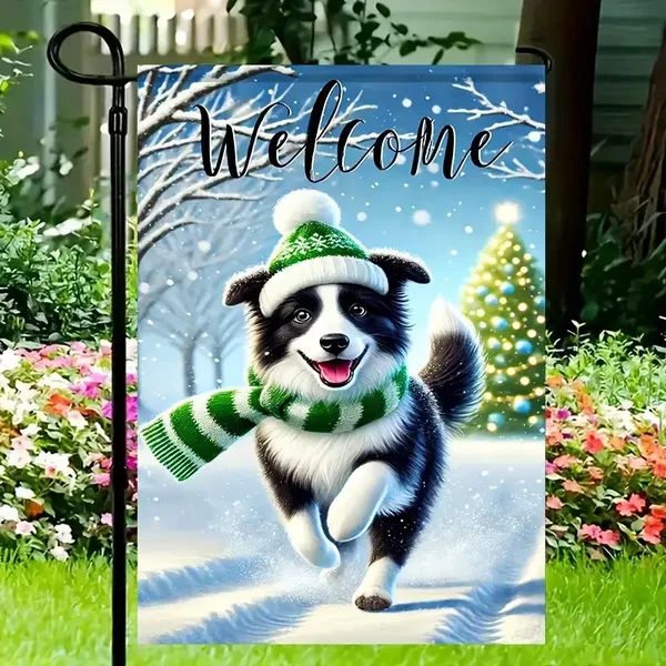 Christmas Welcome Garden Flag - Double-Sided Polyester Yard Banner