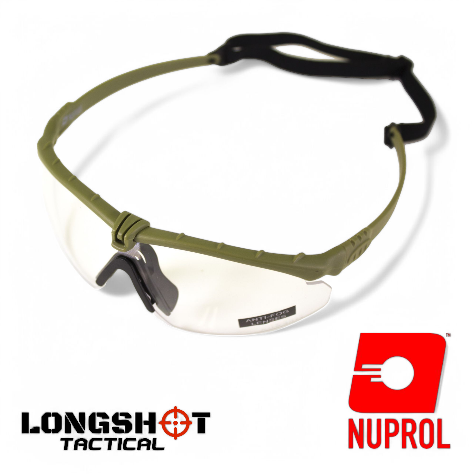 Nuprol Tactical Airsoft Olive Green Battle Pro's - With Optical Lens Instert. Camo Frame Smoked Lens