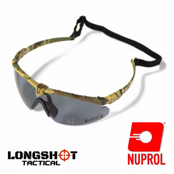 Nuprol Tactical Airsoft Battle Pro's - With Optical Lens Insert. Camo Frame Smoked Lens