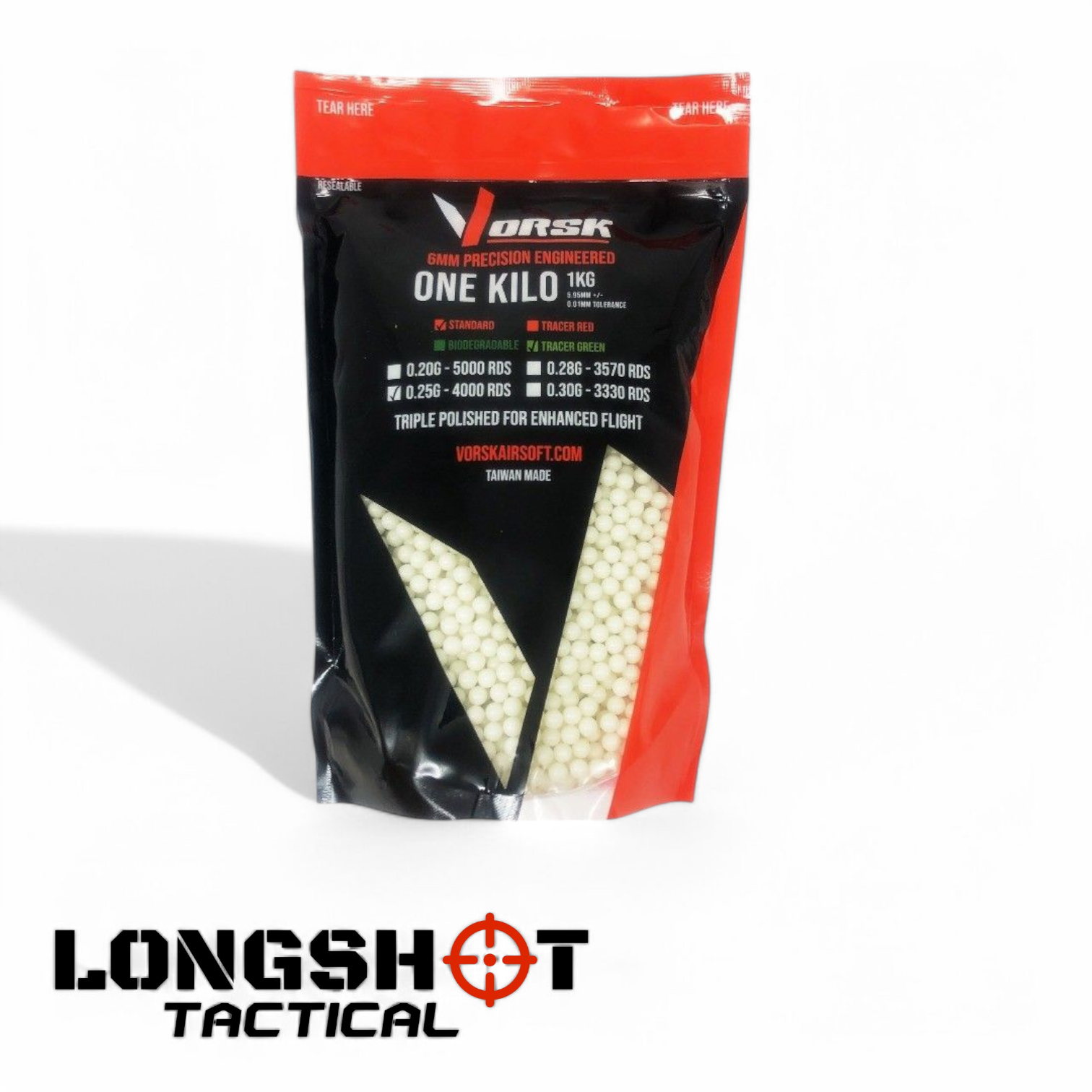 Airsoft BBs Tracer (1kg Resealable Bag) (0.25g - 6mm) (Green)