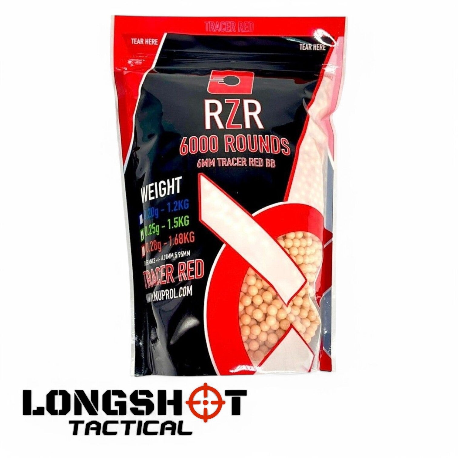 RZR 0.25g Tracer Airsoft BBs (6000 Red) – Nuprol | Longshot Tactical UK