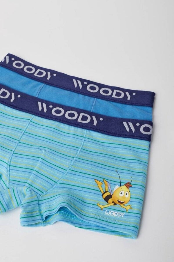 Jongens boxer, 2 pack Maya de Bij koningsblauw en blauw