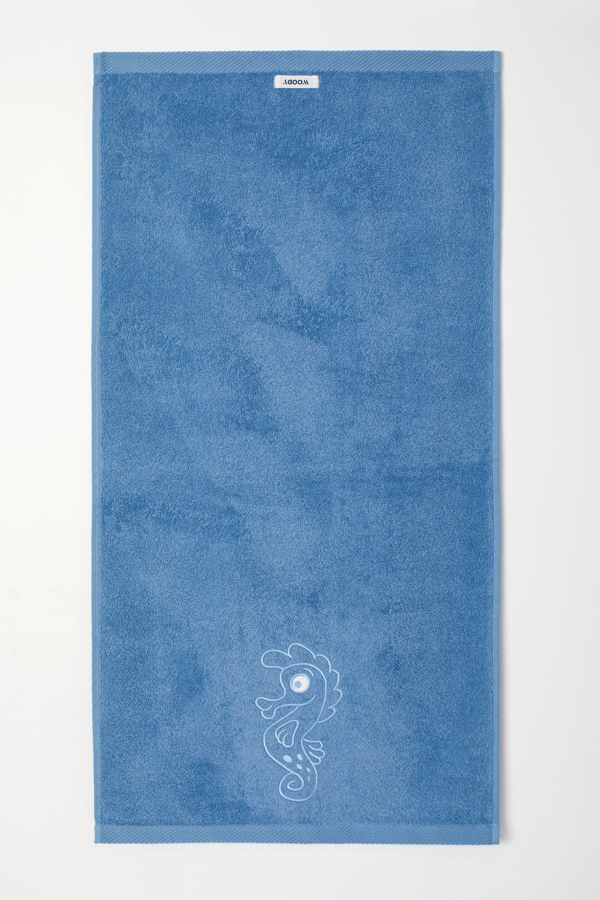 241-10-STW-B/818 Handdoek zeepaard, blauw 100cm x 200cm
