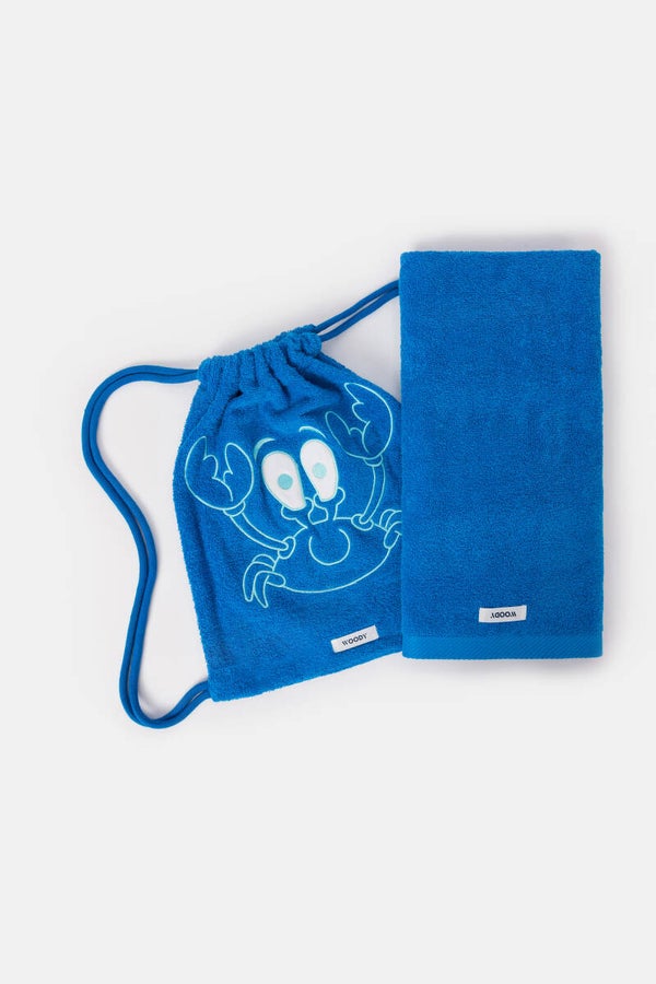 251-10-STR-B/845 Strandlaken in zak 70x140cm, blauw