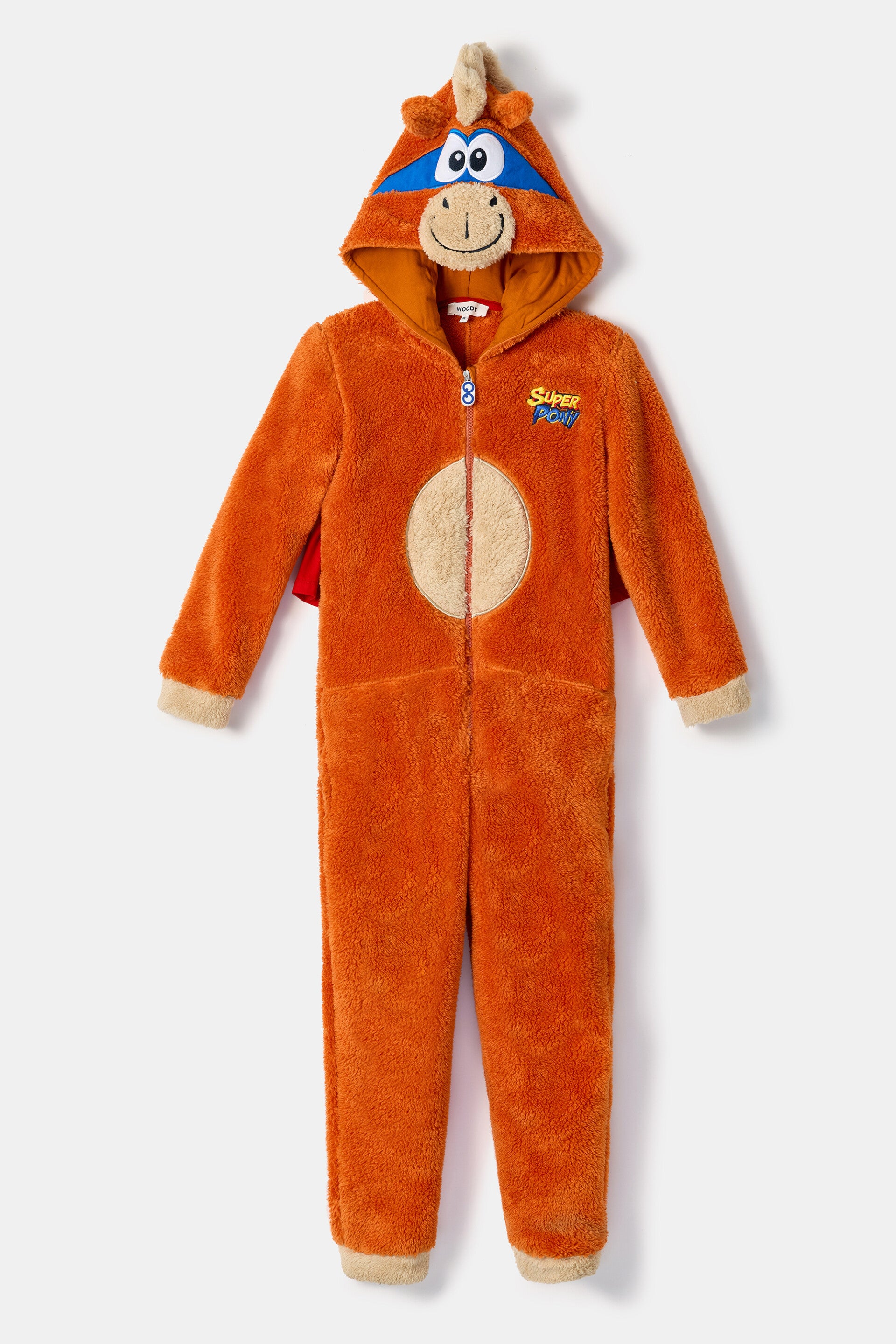 252-10-ONJ-M/030 Bruine pony onesie in teddystof