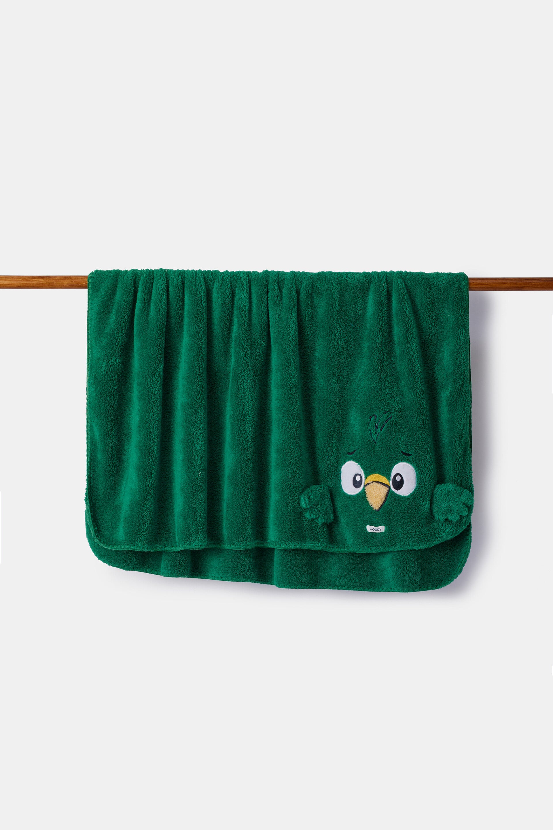 252-10-PLA-M/792 Donkergroene plaid in teddystof met duif