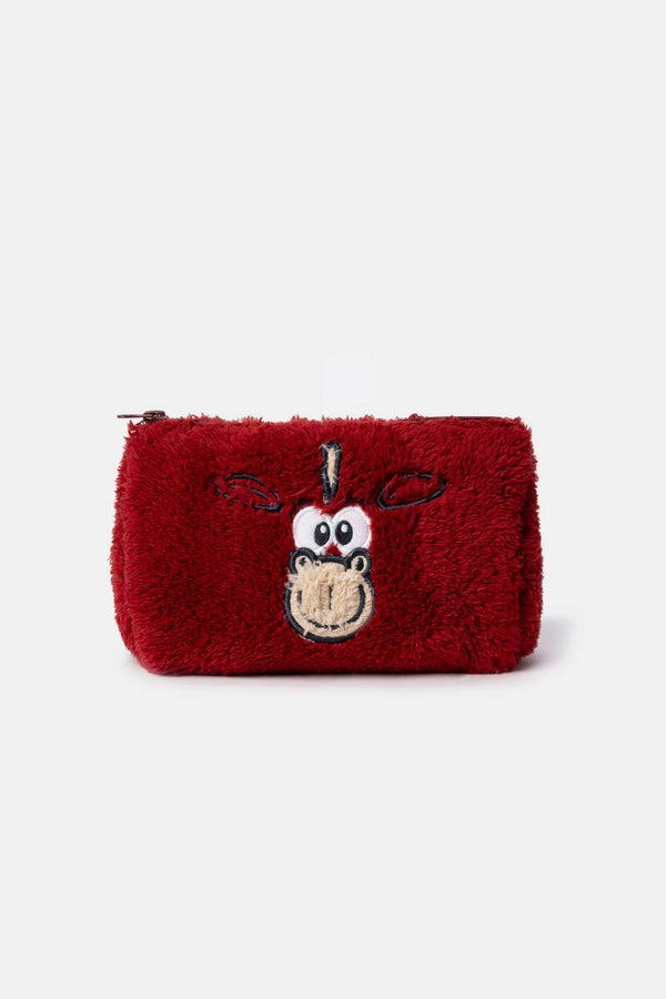 252-10-WBA-M/495 Donkerrode tasje in teddystof met pony