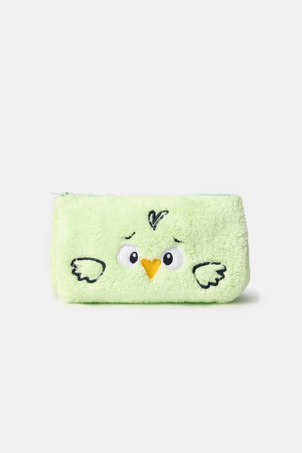 252-10-WBA-M/760 Groen tasje in teddystof met duif