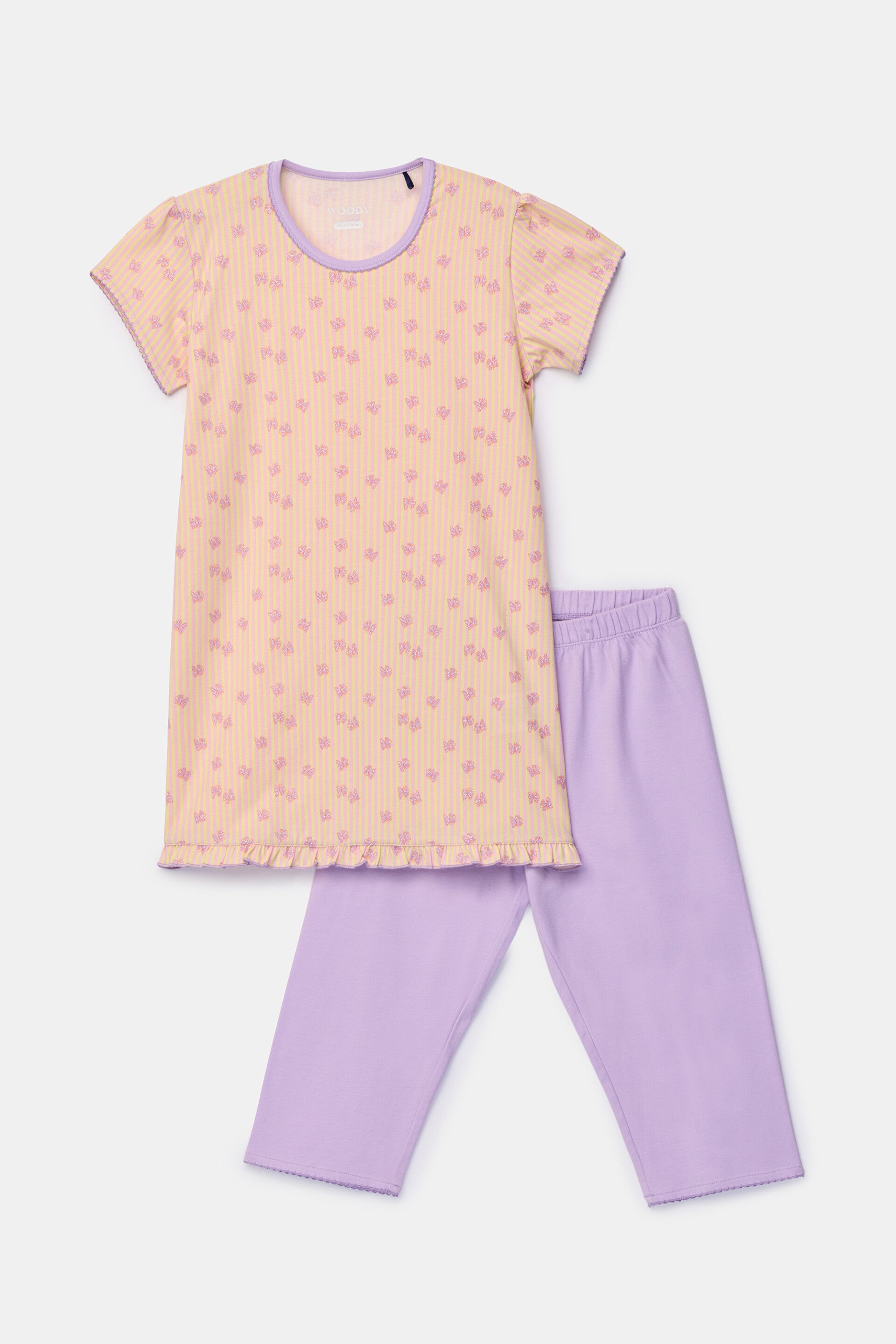 261-10-BAB-Z/903 Meisjes pyjama korte mouw en 3/4 broek van soepel katoen